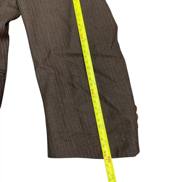 VINTAGE 90s CANALI LORO PIANA Men Blazer 110’s 56R Wool Brown Italy PINSTRIPES - Picture 7 of 12